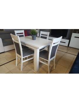 SET of BRW extending dining table and 4 chairs Kamil 2 white