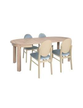 Set Bernardin round extending table with 4 chairs sonoma