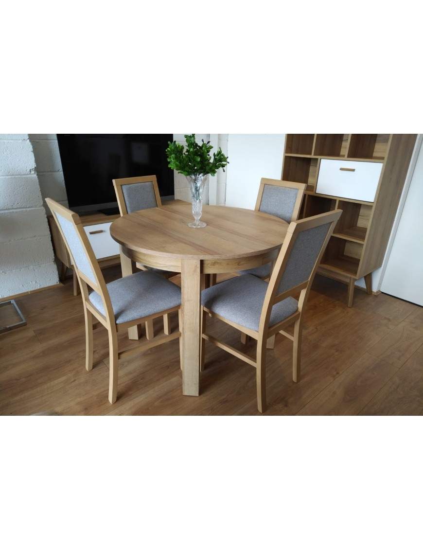 Set Bernardin round extending table with 4 chairs