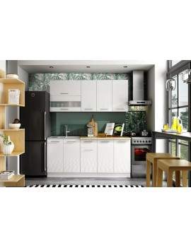 Tiffany 6 kitchen units set, high gloss kitchen units 200 cm