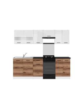 Junona Kitchen Units Set 230cm dark delano/white gloss