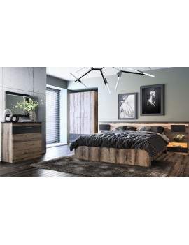 Hotel style bed frame Jagger with storage and night stands, led lights!
