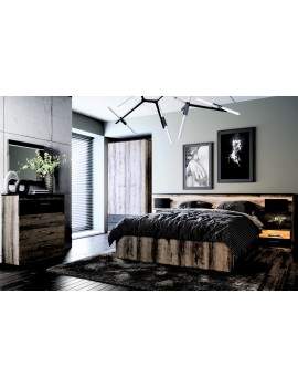 Hotel style bed frame Jagger with storage and night stands, led lights!