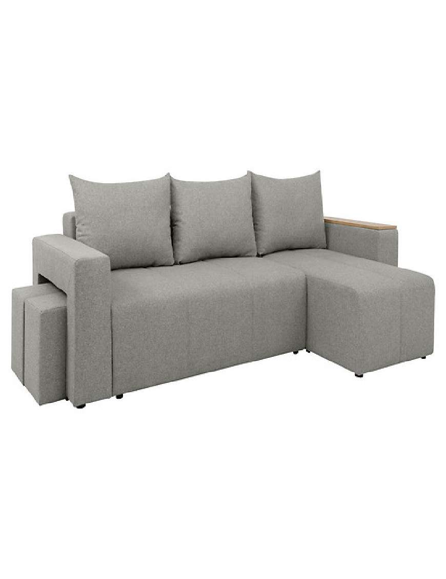 Denvo 3 universal corner sofa bed, storage and 2 pouffees