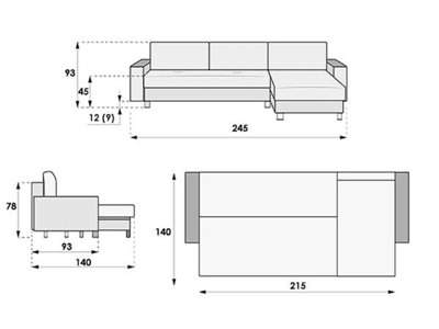 Cameron universal corner sofa bed with storage